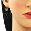 Argolla Huggie 02.210.0489.4.15 Oro Laminado, Diseño de Oja, con Negro Zirconia Cubica, Pulido, Tono Dorado