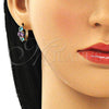 Argolla Huggie 02.210.0490.2.15 Oro Laminado, con Aqua Azul and Amatista Zirconia Cubica, Pulido, Tono Dorado
