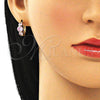 Argolla Huggie 02.210.0490.3.15 Oro Laminado, con Rosado Zirconia Cubica, Pulido, Tono Dorado