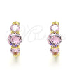 Argolla Huggie 02.210.0490.3.15 Oro Laminado, con Rosado Zirconia Cubica, Pulido, Tono Dorado