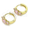 Argolla Huggie 02.210.0490.3.15 Oro Laminado, con Rosado Zirconia Cubica, Pulido, Tono Dorado