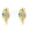 Argolla Huggie 02.210.0491.15 Oro Laminado, Diseño de Flor, con Blanca Zirconia Cubica, Pulido, Tono Dorado
