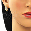 Argolla Huggie 02.210.0491.2.15 Oro Laminado, Diseño de Flor, con Rosado Zirconia Cubica, Pulido, Tono Dorado