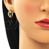 Argolla Huggie 02.210.0491.4.15 Oro Laminado, Diseño de Flor, con Negro Zirconia Cubica, Pulido, Tono Dorado