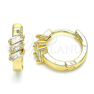 Argolla Huggie 02.210.0492.15 Oro Laminado, con Blanca Zirconia Cubica, Pulido, Tono Dorado