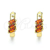 Argolla Huggie 02.210.0492.1.15 Oro Laminado, Diseño de Baguette, con Granate Zirconia Cubica, Pulido, Tono Dorado