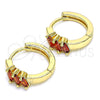 Argolla Huggie 02.210.0492.1.15 Oro Laminado, Diseño de Baguette, con Granate Zirconia Cubica, Pulido, Tono Dorado