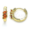Argolla Huggie 02.210.0492.1.15 Oro Laminado, Diseño de Baguette, con Granate Zirconia Cubica, Pulido, Tono Dorado