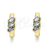 Argolla Huggie 02.210.0492.2.15 Oro Laminado, con Amatista and Aqua Azul Zirconia Cubica, Pulido, Tono Dorado