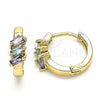 Argolla Huggie 02.210.0492.2.15 Oro Laminado, con Amatista and Aqua Azul Zirconia Cubica, Pulido, Tono Dorado