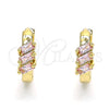 Argolla Huggie 02.210.0492.3.15 Oro Laminado, Diseño de Baguette, con Rosado Zirconia Cubica, Pulido, Tono Dorado