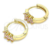 Argolla Huggie 02.210.0492.3.15 Oro Laminado, Diseño de Baguette, con Rosado Zirconia Cubica, Pulido, Tono Dorado
