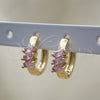 Argolla Huggie 02.210.0492.3.15 Oro Laminado, Diseño de Baguette, con Rosado Zirconia Cubica, Pulido, Tono Dorado