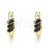 Argolla Huggie 02.210.0492.4.15 Oro Laminado, Diseño de Baguette, con Negro Zirconia Cubica, Pulido, Tono Dorado