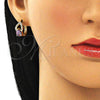 Argolla Huggie 02.210.0493.2.15 Oro Laminado, Diseño de Gota, con Amatista Zirconia Cubica and Blanca Micro Pave, Pulido, Tono Dorado