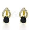 Argolla Huggie 02.210.0493.5.15 Oro Laminado, Diseño de Gota, con Negro Zirconia Cubica and Blanca Micro Pave, Pulido, Tono Dorado
