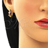 Argolla Huggie 02.210.0495.15 Oro Laminado, Diseño de Estrella, con Champan and Rosado Zirconia Cubica, Pulido, Tono Dorado