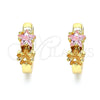 Argolla Huggie 02.210.0495.15 Oro Laminado, Diseño de Estrella, con Champan and Rosado Zirconia Cubica, Pulido, Tono Dorado