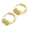 Argolla Huggie 02.210.0495.15 Oro Laminado, Diseño de Estrella, con Champan and Rosado Zirconia Cubica, Pulido, Tono Dorado