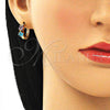 Argolla Huggie 02.210.0495.1.15 Oro Laminado, Diseño de Estrella, con Amatista and Aqua Azul Zirconia Cubica, Pulido, Tono Dorado