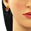 Argolla Huggie 02.210.0496.4.15 Oro Laminado, Diseño de Flor, con Granate Zirconia Cubica, Pulido, Tono Dorado
