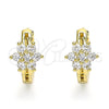 Argolla Huggie 02.210.0497.15 Oro Laminado, Diseño de Flor, con Blanca Zirconia Cubica, Pulido, Tono Dorado
