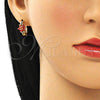 Argolla Huggie 02.210.0497.4.15 Oro Laminado, Diseño de Flor, con Granate Zirconia Cubica, Pulido, Tono Dorado