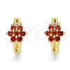 Argolla Huggie 02.210.0497.4.15 Oro Laminado, Diseño de Flor, con Granate Zirconia Cubica, Pulido, Tono Dorado