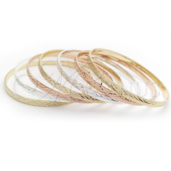 Aro Semanario 07.07.0001.05 Chapa de Oro, Diamantado, Tres Tonos (04 MM Thickness, Size 5 (2.50 Diameter))