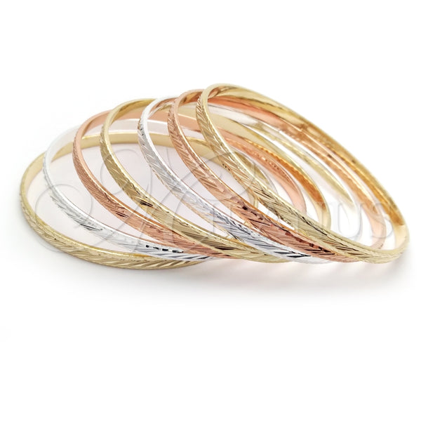 Aro Semanario 07.07.0002.05 Chapa de Oro, Diamantado, Tres Tonos (04 MM Thickness, Size 5 (2.50 Diameter))