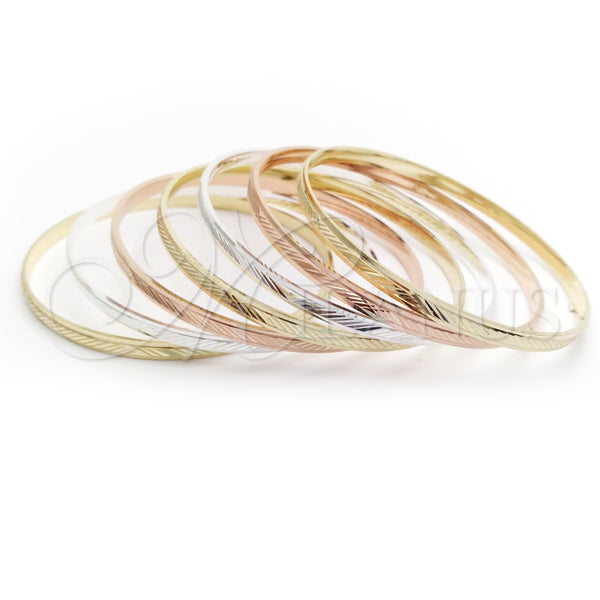 Aro Semanario 07.07.0009.05 Chapa de Oro, Diamantado, Tres Tonos (04 MM Thickness, Size 5 (2.50 Diameter))