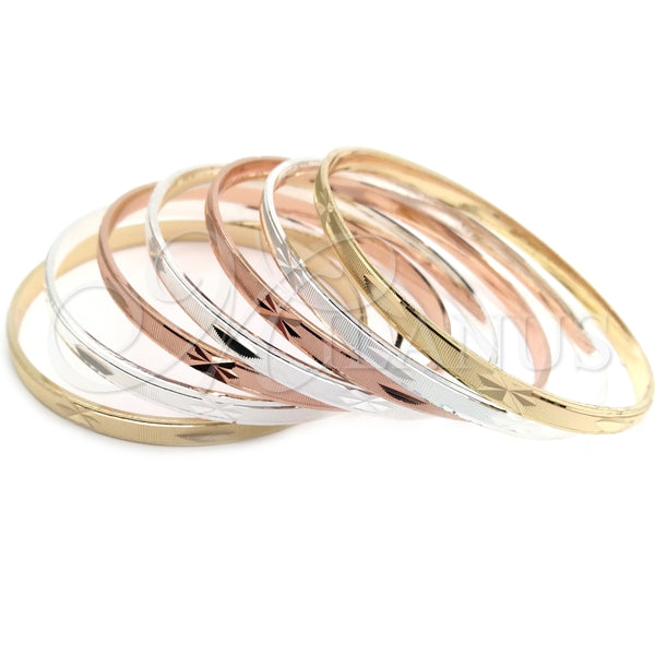 Aro Semanario 07.07.0011.06 Chapa de Oro, Diamantado, Tres Tonos (04 MM Thickness, Size 6 (2.75 Diameter))