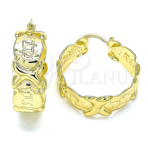 Argolla Mediana 02.160.0016.30 Oro Laminado, Diseño de Besos y Abrazos, Pulido, Tono Dorado