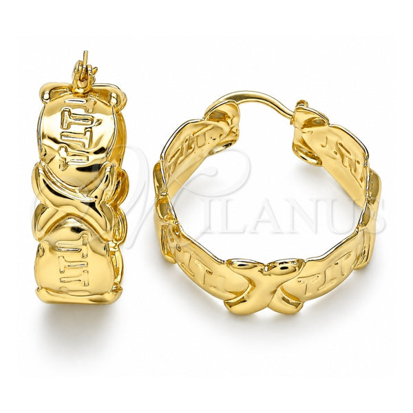 Argolla Mediana 02.160.0016.30 Oro Laminado, Diseño de Besos y Abrazos, Pulido, Tono Dorado