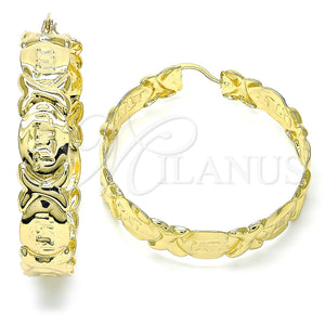 Argolla Grande 02.160.0016.50 Oro Laminado, Diseño de Besos y Abrazos, Pulido, Tono Dorado