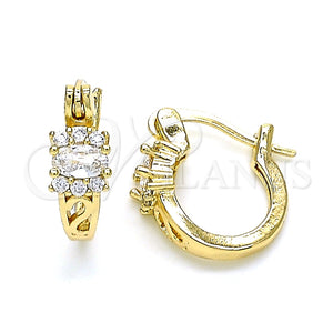 Argolla Pequeña 02.210.0498.12 Oro Laminado, con Blanca Zirconia Cubica and Blanca Micro Pave, Pulido, Tono Dorado