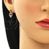 Argolla Pequeña 02.210.0498.1.12 Oro Laminado, con Granate Zirconia Cubica and Blanca Micro Pave, Pulido, Tono Dorado