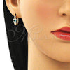 Argolla Pequeña 02.210.0498.2.12 Oro Laminado, con Aqua Azul Zirconia Cubica and Blanca Micro Pave, Pulido, Tono Dorado