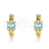 Argolla Pequeña 02.210.0498.2.12 Oro Laminado, con Aqua Azul Zirconia Cubica and Blanca Micro Pave, Pulido, Tono Dorado