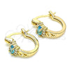 Argolla Pequeña 02.210.0498.2.12 Oro Laminado, con Aqua Azul Zirconia Cubica and Blanca Micro Pave, Pulido, Tono Dorado