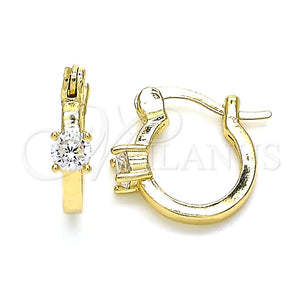 Argolla Pequeña 02.210.0499.12 Oro Laminado, con Blanca Zirconia Cubica, Pulido, Tono Dorado