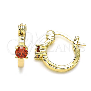 Argolla Pequeña 02.210.0499.1.12 Oro Laminado, con Granate Zirconia Cubica, Pulido, Tono Dorado