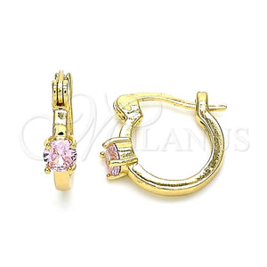 Argolla Pequeña 02.210.0499.2.12 Oro Laminado, con Rosado Zirconia Cubica, Pulido, Tono Dorado