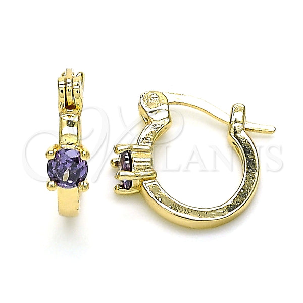 Argolla Pequeña 02.210.0499.3.12 Oro Laminado, con Amatista Zirconia Cubica, Pulido, Tono Dorado