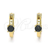 Argolla Pequeña 02.210.0499.5.12 Oro Laminado, con Negro Zirconia Cubica, Pulido, Tono Dorado