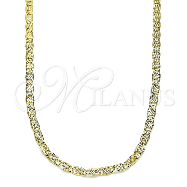 Gargantilla Basica 04.213.0213.18 Oro Laminado, Diseño de Mariner, Pulido, Tono Dorado (03 MM Thickness, 18 Inches Length)