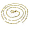 Gargantilla Basica 04.213.0215.18 Oro Laminado, Diseño de Pave Mariner, Pulido, Tono Dorado (02 MM Thickness, 18 Inches Length)