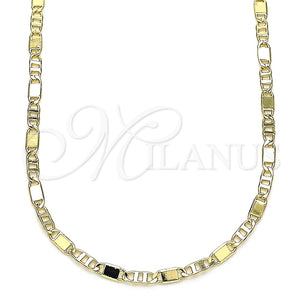 Gargantilla Basica 04.213.0215.18 Oro Laminado, Diseño de Pave Mariner, Pulido, Tono Dorado (02 MM Thickness, 18 Inches Length)