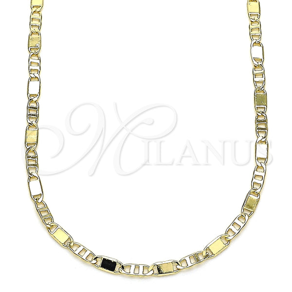 Gargantilla Basica 04.213.0215.18 Oro Laminado, Diseño de Pave Mariner, Pulido, Tono Dorado (02 MM Thickness, 18 Inches Length)