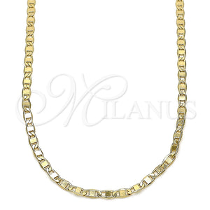 Gargantilla Basica 04.213.0217.18 Oro Laminado, Diseño de Mariner, Pulido, Tono Dorado (02 MM Thickness, 18 Inches Length)